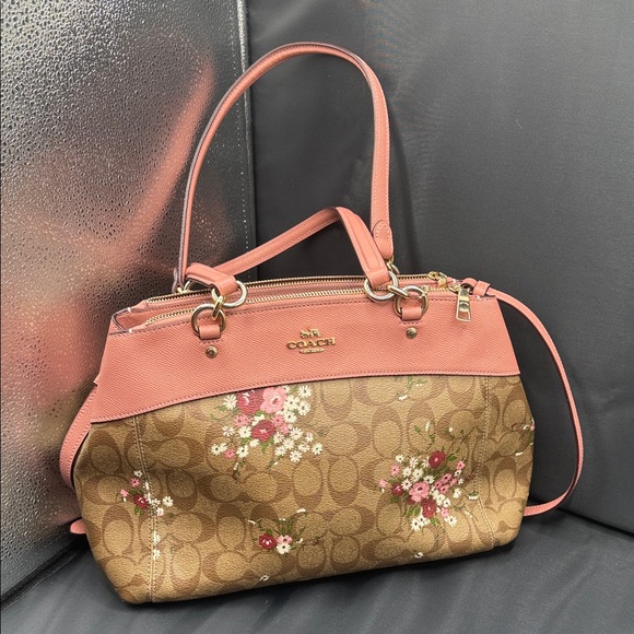 Coach Handbags - Coach  preloved Pink and Tan Floral Shoulder Bag/ crossbody good condition